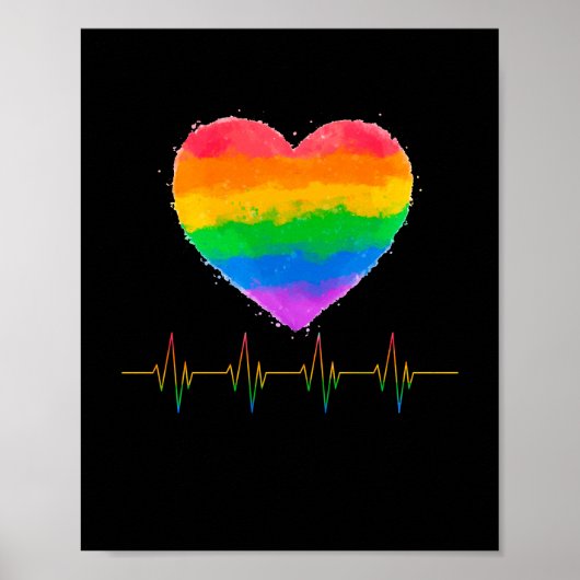 Poster Pride Heart Beat Pulse LGBTQ Community Pride (Devant)