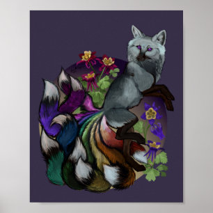 Poster Pride Kitsune en Columbine Flowers