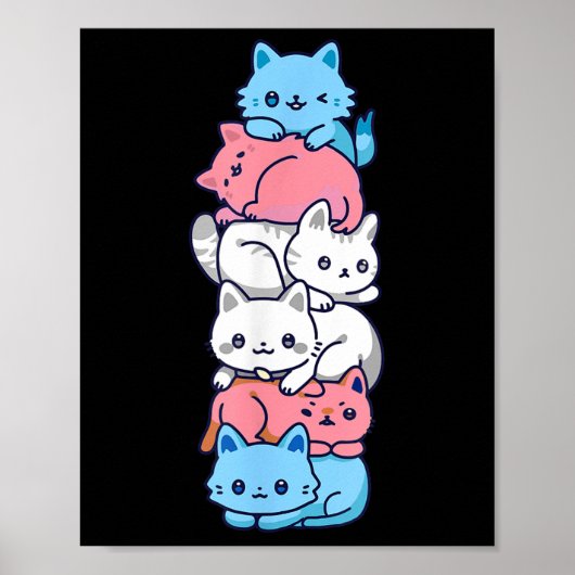 Poster Pride transgenre Chat Lgbt Transflag Chats mignons (Devant)