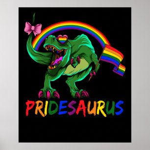 Poster Pridesaurus Pride Gay T-Rex Dino Arc-en-ciel