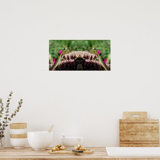 Poster Prier Mantis Sur Sedum Flower Mirror Abstrait (Cuisine)