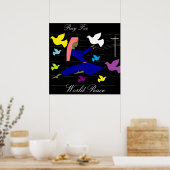 Poster prier pour l'affiche de la paix mondiale (Cuisine)