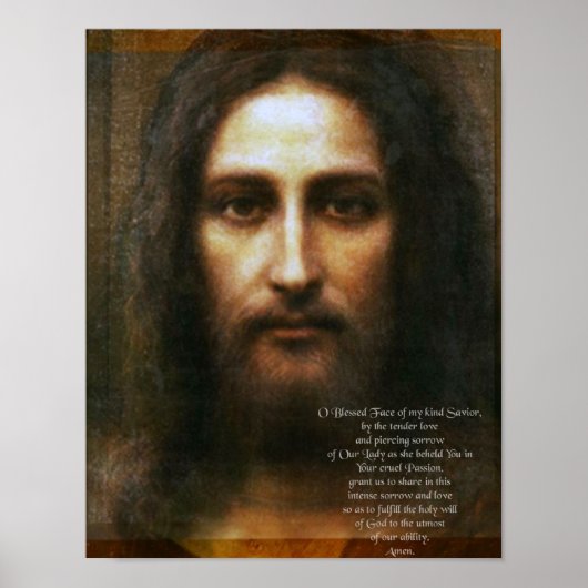 Poster Prière à la Sainte Face de Jésus. (Devant)