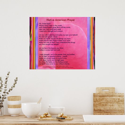 Poster Prière amérindienne (Cuisine)