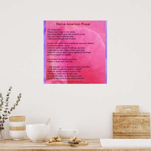 Poster Prière amérindienne (Cuisine)