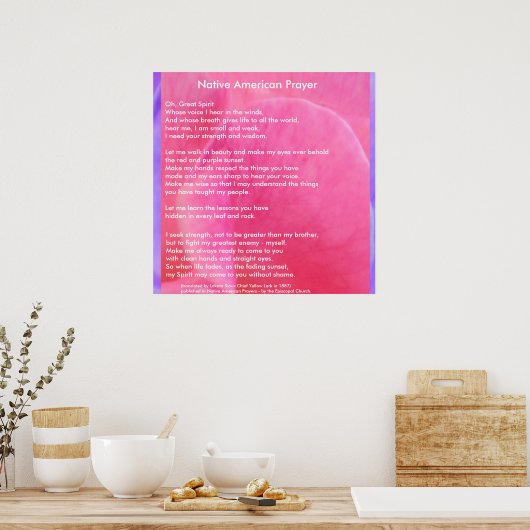 Poster Prière amérindienne (Cuisine)