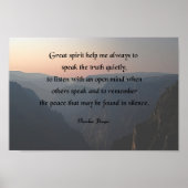 Poster Prière amérindienne, Grand esprit m'aide (Devant)