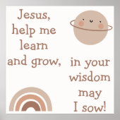 Poster Prière chrétienne pour enfants Brown & blanc | (Devant)