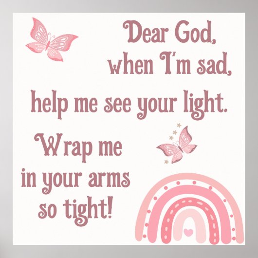 Poster Prière chrétienne pour enfants rose | (Devant)