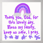 Poster Prière chrétienne pour enfants violet et rose | (Devant)