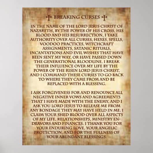 Poster Prière contraignante pour casser les maux. (Devant)