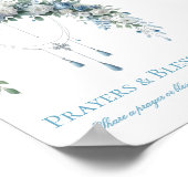 Poster Prière de baptême Rose Bleue & Croix d'Argent (Coin)