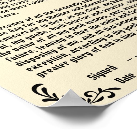 Poster Prière de consécration catholique à Jésus Vierge M (Coin)