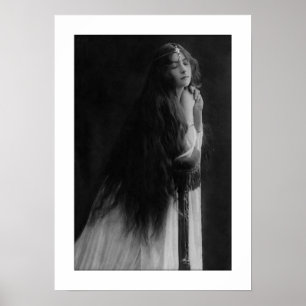 Poster prière de femme victorienne cheveux très longs