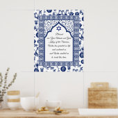 Poster Prière de Gratitude sur Blue Damask Giclee Art (Cuisine)