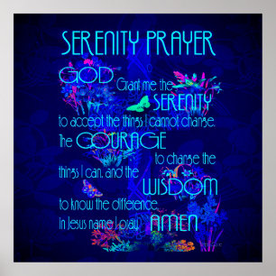 Poster Prière de la sérénité en bleu