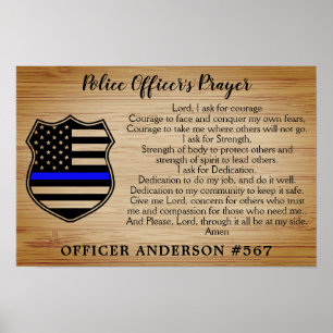 Poster Prière de l'agent de police Drapeau rustique de la