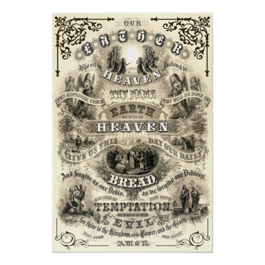 Poster PRIÈRE DE L'Éternel comme enseigné par Jésus 1876 (Devant)