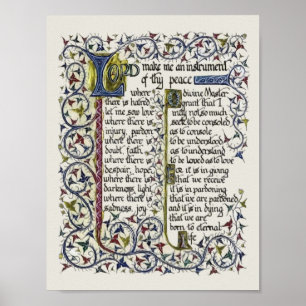 Poster Prière de paix de saint François d'Assise