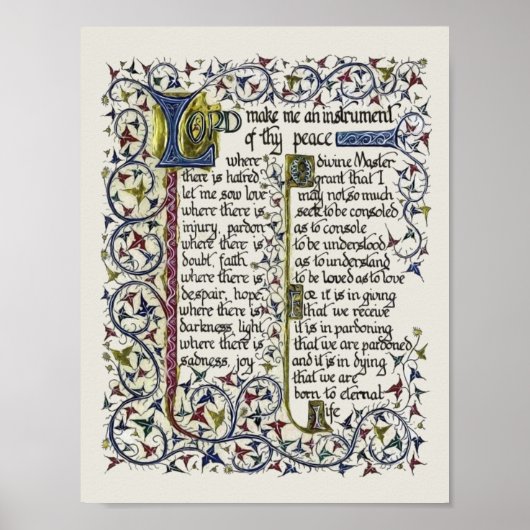 Poster Prière de paix de saint François d'Assise (Devant)