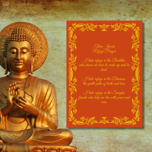 Poster Prière de refuge aux Trois Joyaux – Version pour e