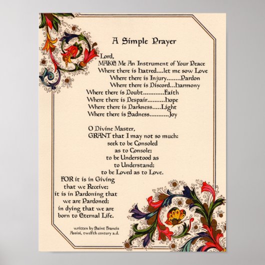 Poster Prière de Saint François d'Assise 15:17 Paris (Devant)
