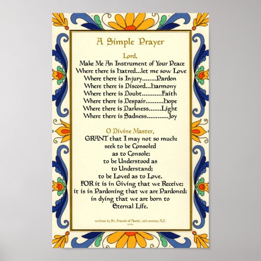 Poster Prière de Saint François d'Assise 15:17 Paris (Devant)