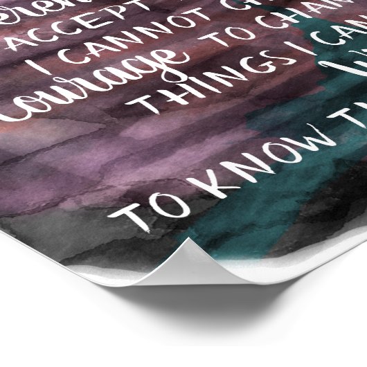 Poster Prière de sérénité Design d'aquarelle abstraite (Coin)