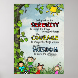 Poster Prière de sérénité : Enfants heureux,