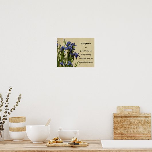 Poster Prière de sérénité Iris bleus Floral (Cuisine)