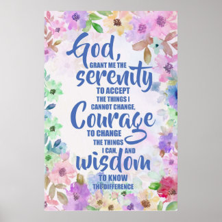 Poster Prière de sérénité Poésie florale