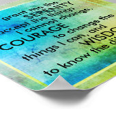 Poster Prière de sérénité sur bleu turquoise et vert citr (Coin)