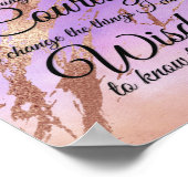 Poster Prière de sérénité sur rose, violet, or rose retou (Coin)