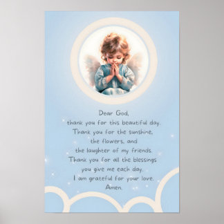 Poster Prière d'enfant Gratte Bleue