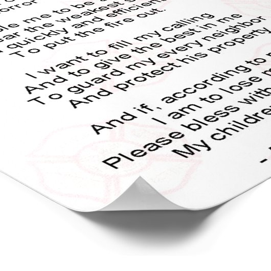 Poster Prière des pompiers (Coin)