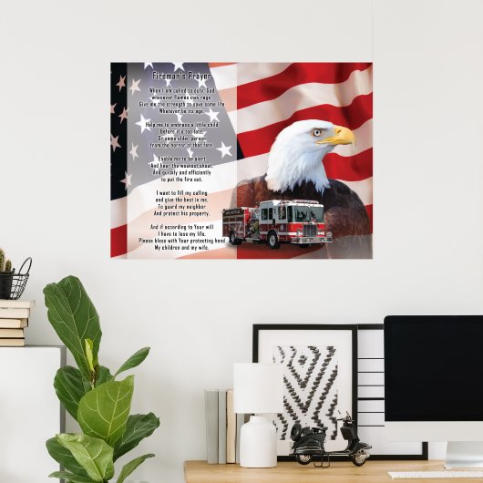 Poster Prière du pompier (Bureau à domicile)
