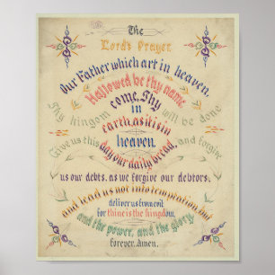 Poster Prière du Seigneur Calligraphique Flouris géométri