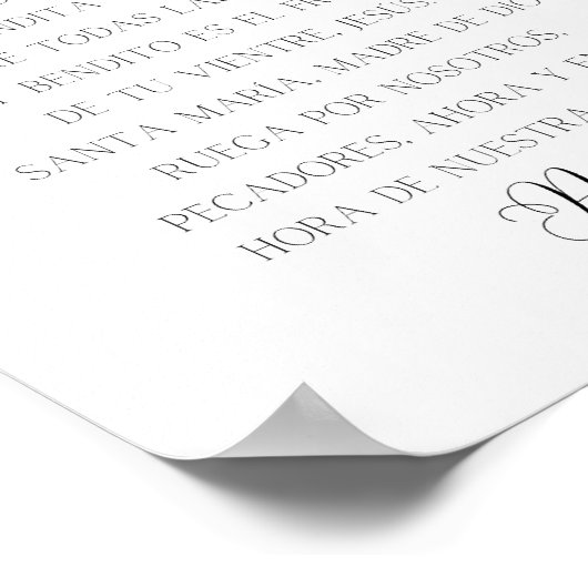 Poster Prière espagnole Ave Maria (Coin)