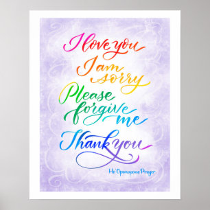 Poster Prière Hawaïenne Ho' Oponopono