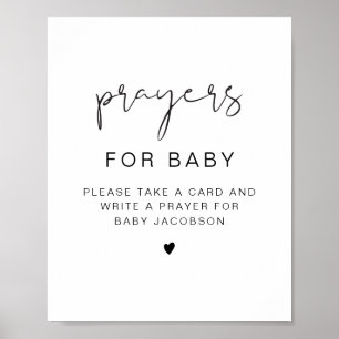 Poster Prière moderne pour bébé pour la fête de bébé ADEL