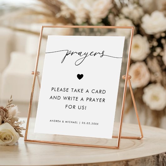 Poster Prière moderne pour pancarte de mariage de mariée 