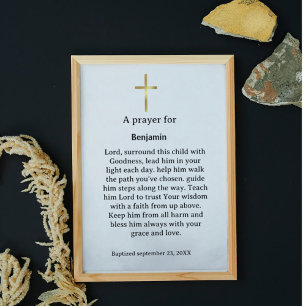 Poster Prière pour enfant Baptême Religieux chrétien