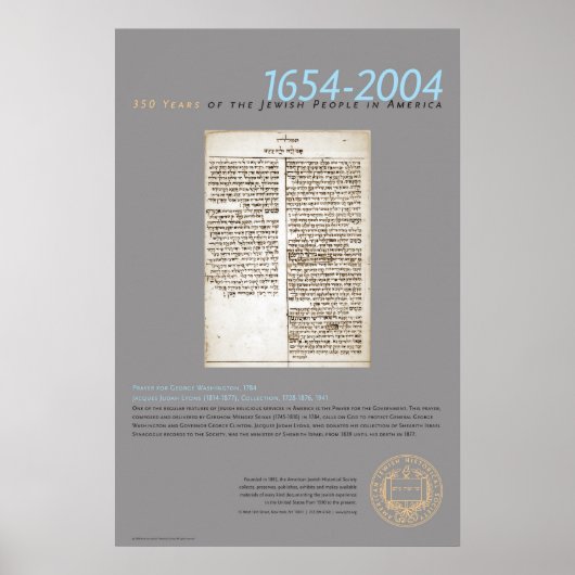 Poster Prière Pour George Washington, 1784 (Devant)