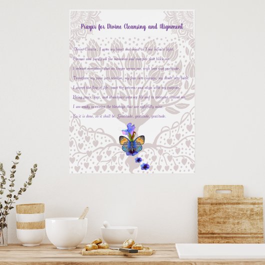 Poster Prière pour le nettoyage et l'alignement divins (Cuisine)