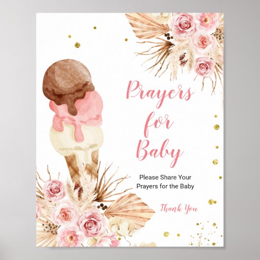 Poster Prières boho florales de glace pour bébé  (Devant)