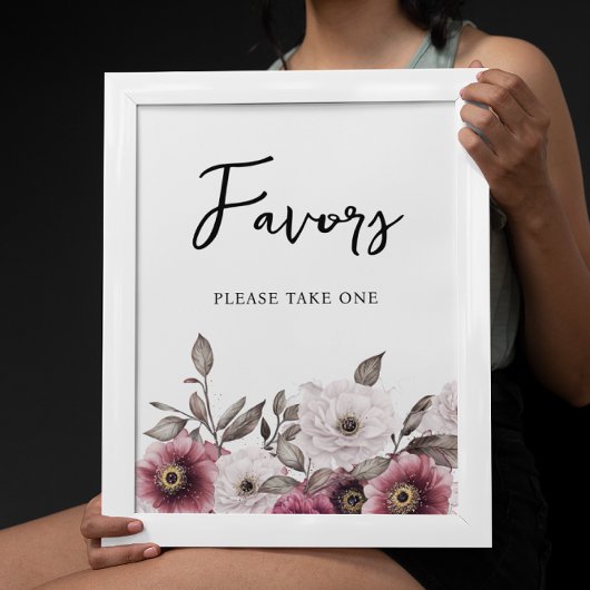 Poster Prières florales de blanc et de prune pour bébé
