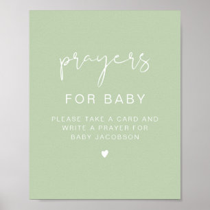 Poster Prières pour bébé pour une baby shower LEAH aux co