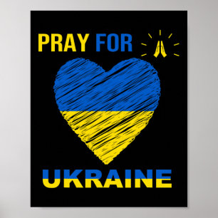Poster Priez pour le drapeau ukrainien ukrainien cœur chr