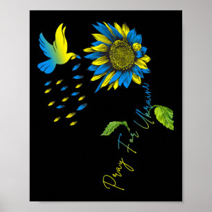 Poster Priez pour le tournesol du drapeau ukrainien Ukrai