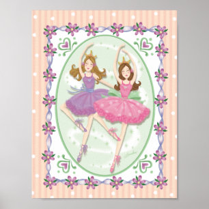 Poster Prima Ballerinas Twins Peach Stried Cameo
